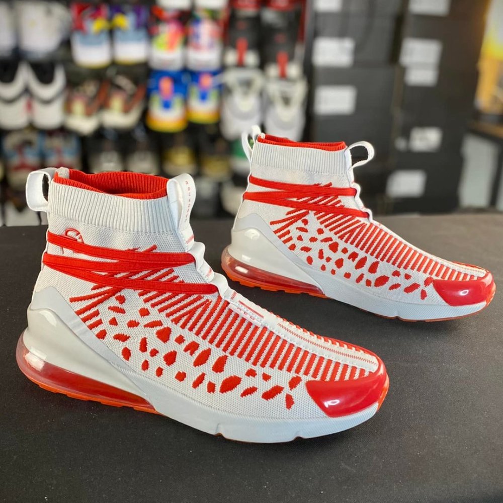 Light Gray & Red Knit Unisex Sneakers (ROCKDEEP RED WINTER)(Men's Listing)
